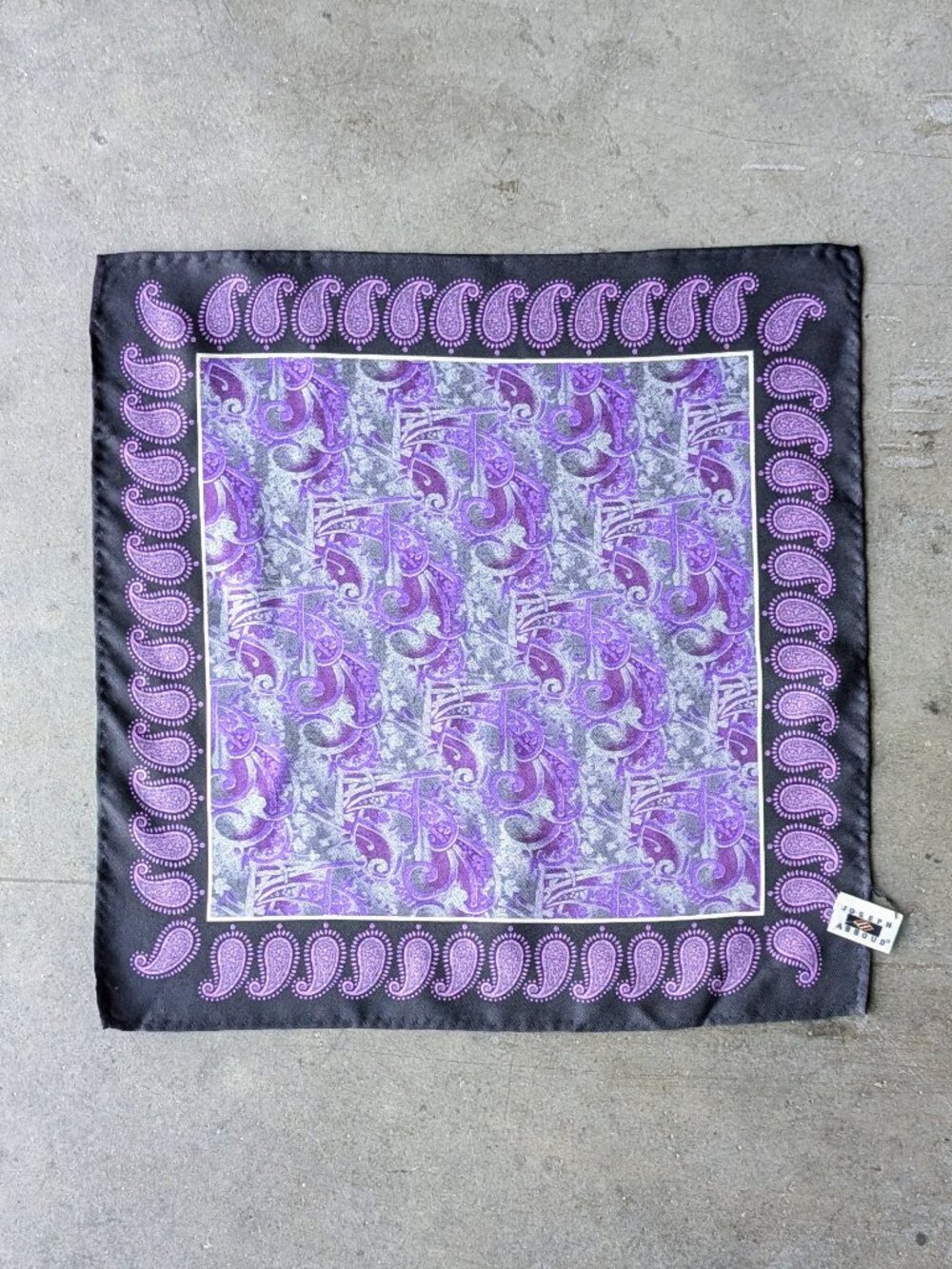 Vintage Joseph Abboud Purple Patterned Square Silk Pocket Square
